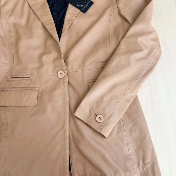 NWT Bod & Chritensen AURIANA Single Breasted Leather Blazer L Sand - Picture 6 of 15